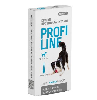 Краплі на холку для собак PROVET Profiline від 10 до 20 кг, 4 шт