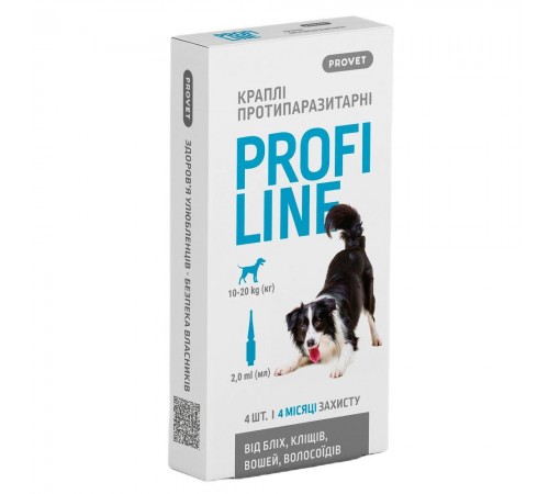 Краплі на холку для собак PROVET Profiline від 10 до 20 кг, 4 шт