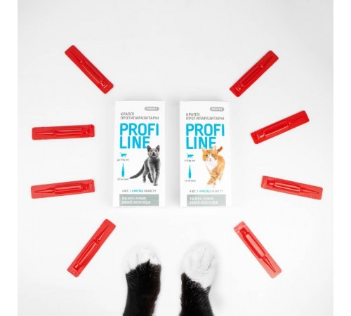Краплі на холку для котів PROVET Profiline від 4 до 8 кг, 4 шт