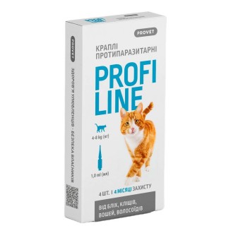 Краплі на холку для котів PROVET Profiline від 4 до 8 кг, 4 шт