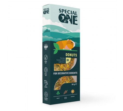 Ласощі для гризунів Special One «Пончики» 50 г / 3 шт (петрушка, чумиза, календула)