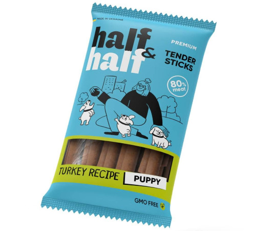 Ласощі для цуценят Half&Half Tender Sticks Puppy 100 г - індичка