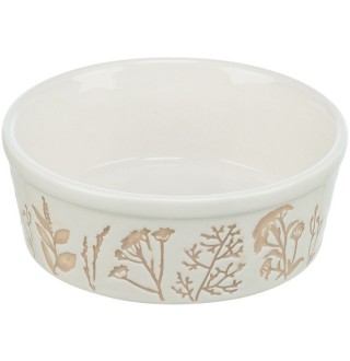 Миска Trixie керамічна з рослинним текстурним принтом для собак 0,3 л діаметр 12 см біло-коричнева