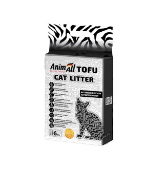 AnimAll Tofu Activated Carbon - наповнювач соєвий активоване вугілля для котячого туалету, 2,6кг