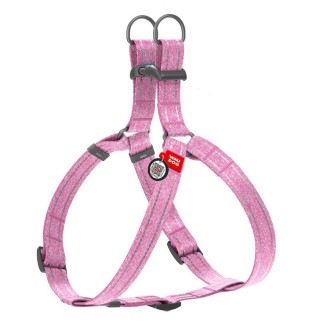 Шлея-петля світловідбивна Collar WAUDOG Re-cotton з QR-паспортом S, 40-55 см / 15 мм (рожева)