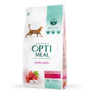 OptiMeal Extra Taste Cat Veal - сухий корм з високим вмістом телятини для котів, 10кг
