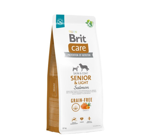 Сухий корм для собак Brit Care Dog Grain-free Senior & Light 12 кг - лосось