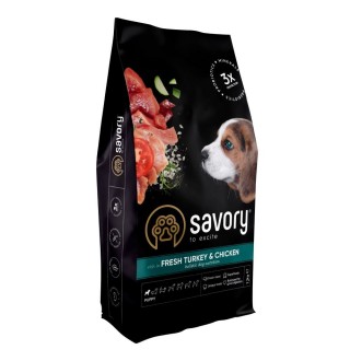 Сухий корм для цуценят Savory Puppy Fresh 12 кг - індичка та курка