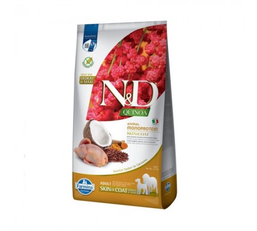 Сухий корм для собак Farmina N&D Quinoa Adult Medium & Maxi 2,5 кг - перепілка, кокос та куркума