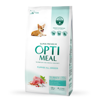 OptiMeal Puppies All Breeds Turkey – сухий корм з індичкою для цуценят різних порід, 1,5кг