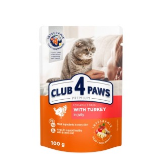 Вологий корм для котів Club 4 Paws Premium pouch 100 г - індичка