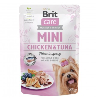 Вологий корм для собак Brit Care Mini pouch 85 g філе в соусі (курка та тунець)