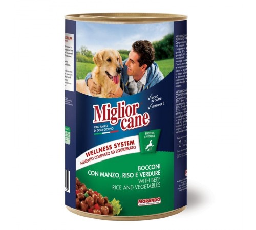 Вологий корм для собак Miglior cane 1,25 кг - яловичина, овочі та рис