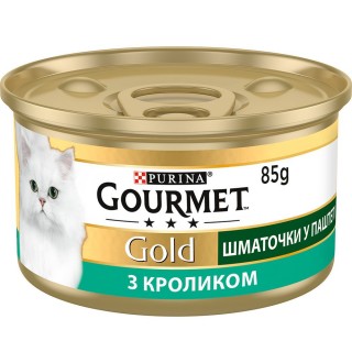 Purina Gourmet Gold - консервований корм Гурме, шматочки у паштеті з кроликом для дорослих котів, 85г