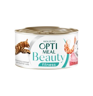 Вологий корм для котів Optimeal Beauty Fitness 70 г (тунець з креветками)