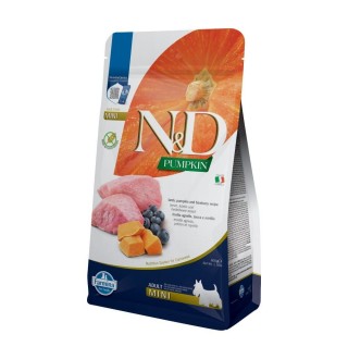 Farmina N&D Pumpkin GF Dog Lamb&Blueberry Adult Mini – беззерновой сухий корм з ягням, гарбузом та чорницею для дорослих собак дрібних порід, 800г
