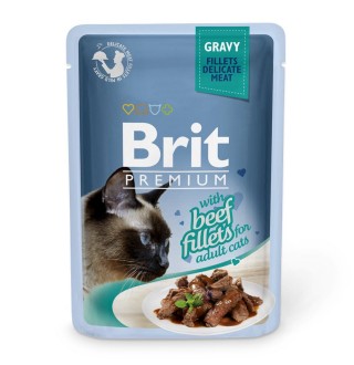 Вологий корм для котів Brit Premium Cat Beef Fillets Gravy pouch 85 г (філе яловичини в соусі)