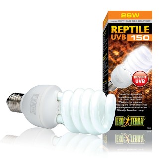 Компактна люмінесцентна лампа Exo Terra «Reptile UVB 150» для опромінення променями УФ-В спектра 26 W, E27 (для опромінення)
