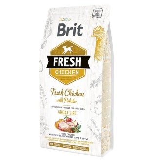 Сухий корм для дорослих собак Brit Fresh Chicken with Potato Adult Great Life 2,5 кг (курка)