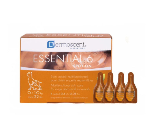 Капли на холку Dermoscent Essential-6 spot-on 0-10 кг, 0,6 мл - 4 пипетки