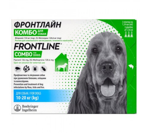 Краплі на холку для собак Boehringer Ingelheim Frontline Combo від 10 до 20 кг, 1 шт