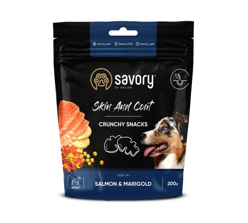 Ласощі для собак Savory 200 г - лосось з чорнобривцями