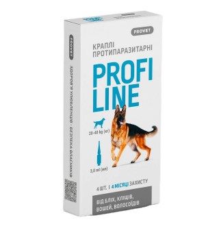 Краплі на холку для собак PROVET Profiline від 20 до 40 кг, 4 шт