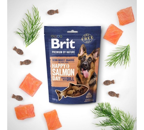 Ласощі для cобак Brit Premium Semi-moist Snacks 180 г - лосось та кріп