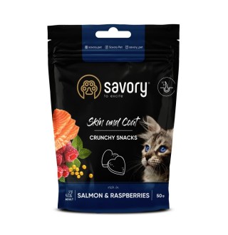 Ласощі для котів Savory Coat and skin 50 г - лосось із малиною