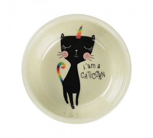 Миска металева ArjanImpex Unicorn Cute Cat 470 мл - кольоровий принт
