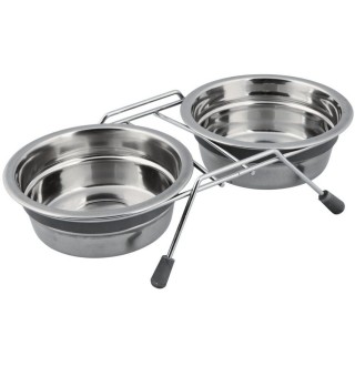 Миски металеві на підставці Trixie з шумовими заглушками Eat on Feet 2 x 450 мл / 13 см