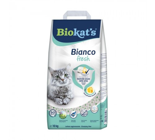 Наповнювач для котячого туалету Biokat's Bianco Fresh 10 кг - бентонітовий
