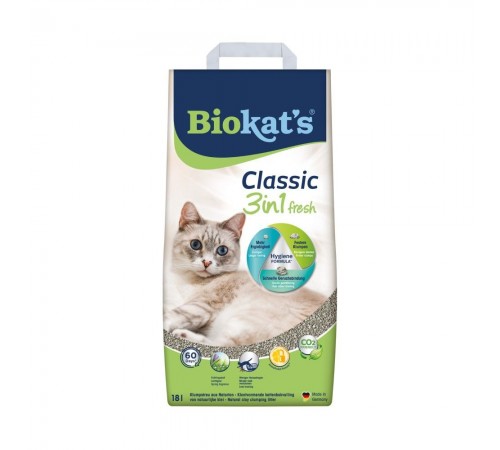 Наповнювач для котячого туалету Biokat's Classic 3in1 Fresh 18 кг - бентонітовий