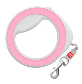 Повідець-рулетка кругла WAUDOG зі світловідбиваючої стрічкою XS-M 2,9 м / 40 кг (рожева)