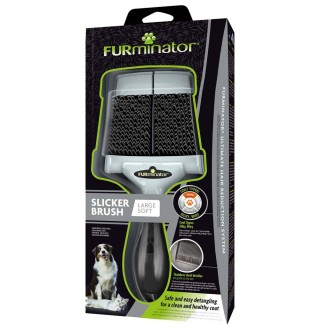 Щітка-пуходерка собак та котів FURminator м'яка 20,5 х 9,5 х 1,5 см L