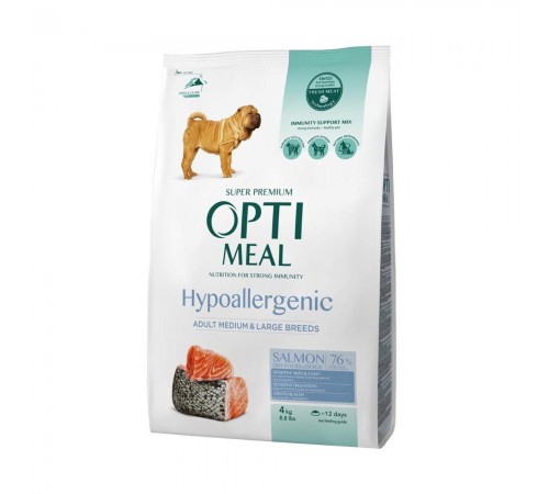 OptiMeal Adult Medium&Large Breed Hypoallergenic Salmon - гіпоалергенний сухий корм з лососем для дорослих собак середніх та великих порід, 4кг