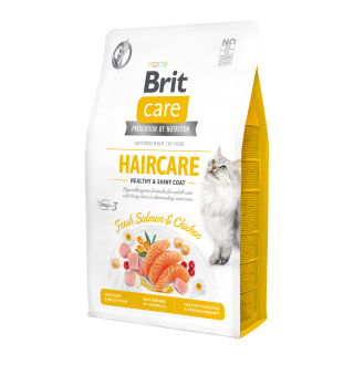 Brit Care Cat Grain-Free Haircare - сухий беззерновий корм з куркою і лососем для дорослих котів зі складним доглядом за шерстю, 2кг