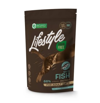 Nature's Protection Lifestyle Grain Free White Fish Adult Cat - сухий беззерновий корм з білою рибою для дорослих котів, 400г