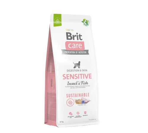 Сухий корм для собак Brit Care Sustainable Sensitive 12 кг - риба та комахи