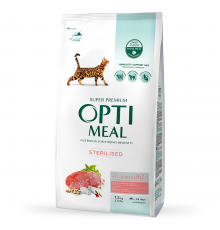 Сухий корм для стерилізованих котів Optimeal Adult Cat Sterilised Beef Sorghum 1,5 кг - яловичина та сорго