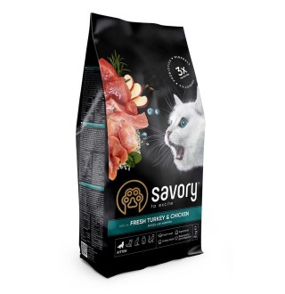 Сухий корм для кошенят Savory Kitten 2 кг - індичка та курка