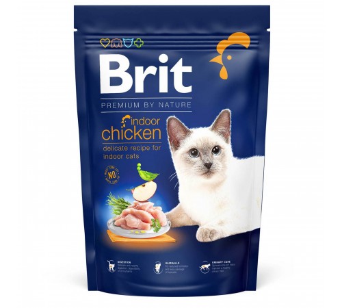 Сухий корм для котів, які живуть у приміщенні Brit Premium by Nature Cat Indoor 1,5 кг - курка