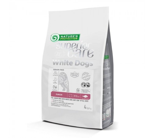 Сухий корм для цуценят Nature's Protection Superior Care White Dogs Grain Free Junior All Sizes 4 кг - біла риба