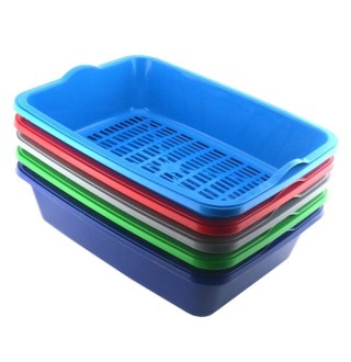 Туалет для котів Природа з сіткою «Барсік» 30 x 40 x 11 см (пластик, кольори в асортименті)