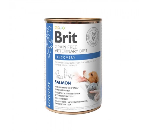Вологий корм Brit VetDiets Recovery для собак і котів під час одужання, відновлення після операції, 400 г (лосось)