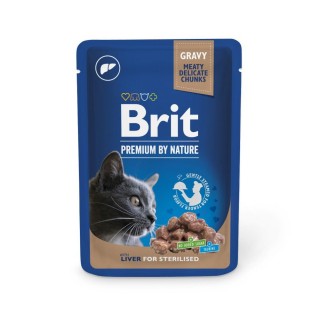 Вологий корм для котів Brit Premium Sterilised pouch 100 г - печінка