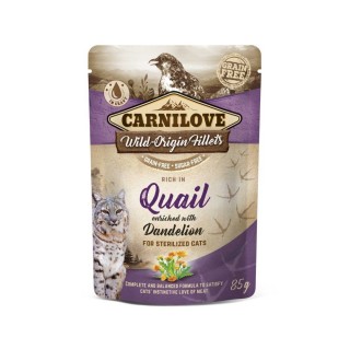 Вологий корм для котів Carnilove Sterilised pouch 85 г - перепілка і кульбаба