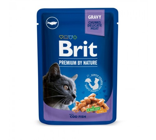 Вологий корм для котів Brit Premium Cat Cod Fish pouch 100 г - тріска