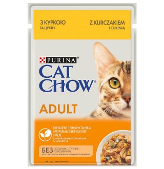 Purina Cat Chow Adult Cat - вологий корм шматочки в желе c куркою і цукіні для дорослих котів, 85г