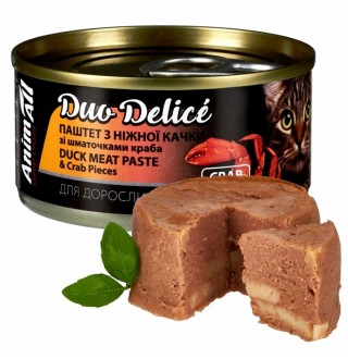 Вологий корм для котів AnimAll Duo Delice Adult 80 г - качка та краб